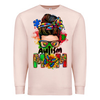 Pale Pink autism mom messy bun Premium Sweatshirt - Zillion Design Studio