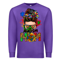 Purple autism mom messy bun Premium Sweatshirt - Zillion Design Studio