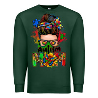 Sports Green autism mom messy bun Premium Sweatshirt - Zillion Design Studio