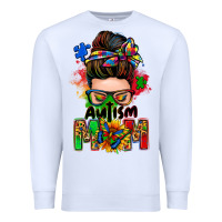 White autism mom messy bun Premium Sweatshirt - Zillion Design Studio