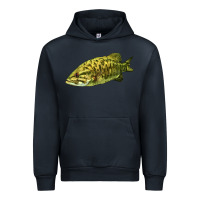 Navy Smallmouth Bass Fish Illustrations Urban Hoodie - LillyAllenDesigns