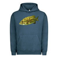Pigment Midnight Navy Smallmouth Bass Fish Illustrations Urban Hoodie - LillyAllenDesigns