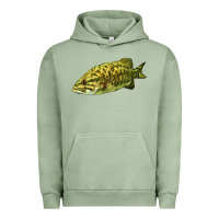 Pigment Oil Green Smallmouth Bass Fish Illustrations Urban Hoodie - LillyAllenDesigns