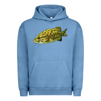 Pigment Pebble Blue Smallmouth Bass Fish Illustrations Urban Hoodie - LillyAllenDesigns