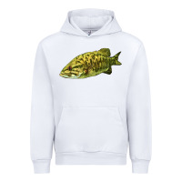 White Smallmouth Bass Fish Illustrations Urban Hoodie - LillyAllenDesigns