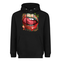 Black strawberry lips with leopard Heavyweight Hoodie - texasbilliewilder
