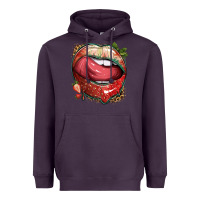 Plum strawberry lips with leopard Heavyweight Hoodie - texasbilliewilder