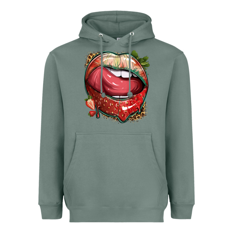 Strawberry Lips With Leopard Heavyweight Hoodie by texasbilliewilder | Teevron