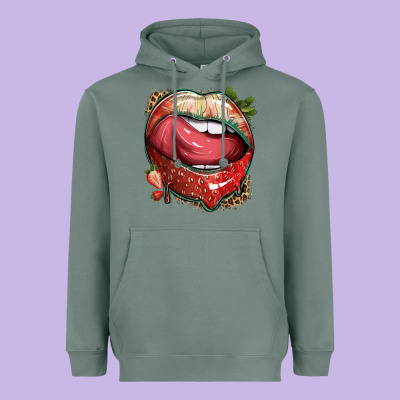 Strawberry Lips With Leopard Heavyweight Hoodie Designed By Texasbilliewilder