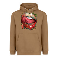 Toasted Coconut strawberry lips with leopard Heavyweight Hoodie - texasbilliewilder