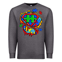 Charcoal Heather autism superhero ripped tshirt Premium Sweatshirt - Zillion Design Studio