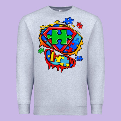 Autism Superhero Ripped Tshirt Premium Sweatshirt Designed By Zillion Design Studio