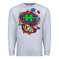 Heather Grey autism superhero ripped tshirt Premium Sweatshirt - Zillion Design Studio