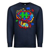Navy autism superhero ripped tshirt Premium Sweatshirt - Zillion Design Studio