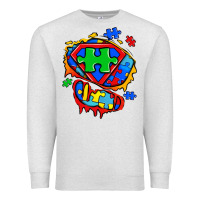 Oatmeal Heather autism superhero ripped tshirt Premium Sweatshirt - Zillion Design Studio