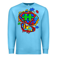 Ocean Blue autism superhero ripped tshirt Premium Sweatshirt - Zillion Design Studio