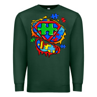 Sports Green autism superhero ripped tshirt Premium Sweatshirt - Zillion Design Studio