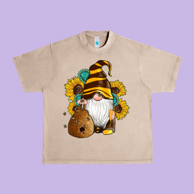 Western Bee Gnomes Beehive Honey Sunflowers Gemstone Urban Heavy Tee Designed By Artiststas