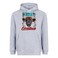 Heather Grey merry christmas highland calf baby cow Heavyweight Hoodie - RanaPortraitStore