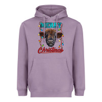 Lavender merry christmas highland calf baby cow Heavyweight Hoodie - RanaPortraitStore
