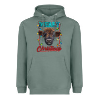 Sage merry christmas highland calf baby cow Heavyweight Hoodie - RanaPortraitStore