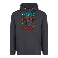 Smoke merry christmas highland calf baby cow Heavyweight Hoodie - RanaPortraitStore