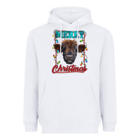 White merry christmas highland calf baby cow Heavyweight Hoodie - RanaPortraitStore