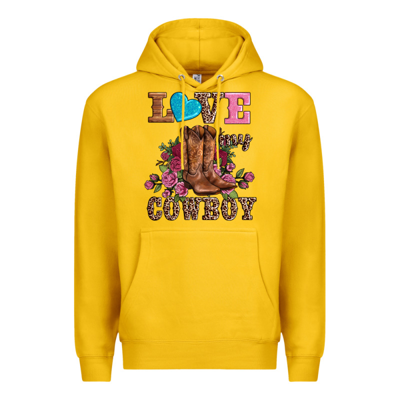 Valentines Day Love My Cowboy Premium Hoodie by AdoDesignShop | Teevron