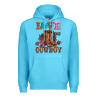Ocean Blue valentines day love my cowboy Premium Hoodie - AdoDesignShop