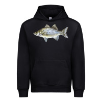 Black White Bass Fish Illustrations Urban Hoodie - LillyAllenDesigns