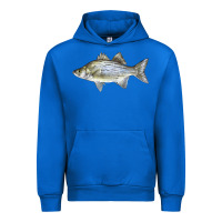 Cobalt White Bass Fish Illustrations Urban Hoodie - LillyAllenDesigns