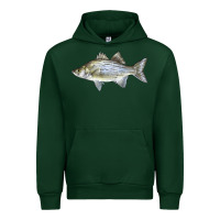 Forest Green White Bass Fish Illustrations Urban Hoodie - LillyAllenDesigns