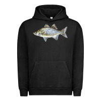 Pigment Black White Bass Fish Illustrations Urban Hoodie - LillyAllenDesigns