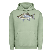 Pigment Oil Green White Bass Fish Illustrations Urban Hoodie - LillyAllenDesigns