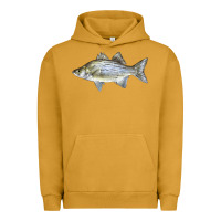 Pigment Peanut Butter White Bass Fish Illustrations Urban Hoodie - LillyAllenDesigns