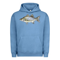 Pigment Pebble Blue White Bass Fish Illustrations Urban Hoodie - LillyAllenDesigns