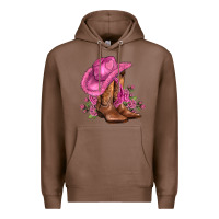 Chestnut valentines day boots cowgirl hat and roses Premium Hoodie - AdoDesignShop