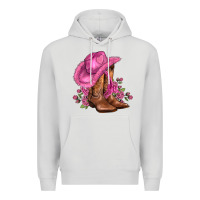 Dove Grey valentines day boots cowgirl hat and roses Premium Hoodie - AdoDesignShop