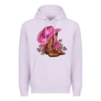 Lilac valentines day boots cowgirl hat and roses Premium Hoodie - AdoDesignShop