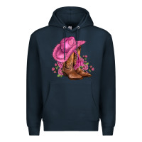 Navy valentines day boots cowgirl hat and roses Premium Hoodie - AdoDesignShop