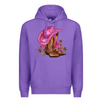 Purple valentines day boots cowgirl hat and roses Premium Hoodie - AdoDesignShop