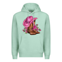 Seafoam valentines day boots cowgirl hat and roses Premium Hoodie - AdoDesignShop