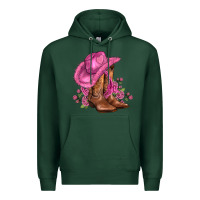 Sports Green valentines day boots cowgirl hat and roses Premium Hoodie - AdoDesignShop