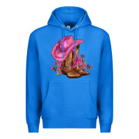 True Royal valentines day boots cowgirl hat and roses Premium Hoodie - AdoDesignShop
