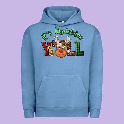It's Christmas Y'all Reindeer Urban Hoodie Designed By Jasminsmagicworld