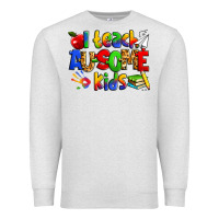 Oatmeal Heather i teach ausome kids autism teacher Premium Sweatshirt - Zillion Design Studio
