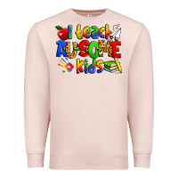 Pale Pink i teach ausome kids autism teacher Premium Sweatshirt - Zillion Design Studio