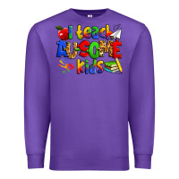 Purple i teach ausome kids autism teacher Premium Sweatshirt - Zillion Design Studio