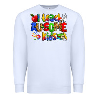White i teach ausome kids autism teacher Premium Sweatshirt - Zillion Design Studio