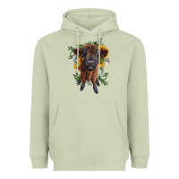 Matcha highland cow with sunflower Heavyweight Hoodie - RanaPortraitStore